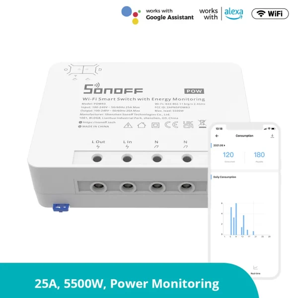 SONOFF POW R3 25A Интелигентен превключвател с висока мощност