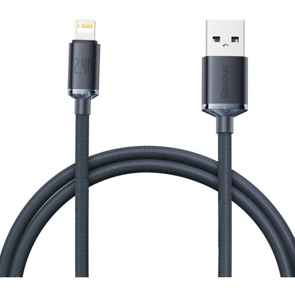 Baseus Crystal Shine Series CAJY000001 Кабел USB-A към Lightning 2.4A 1.2m Черен