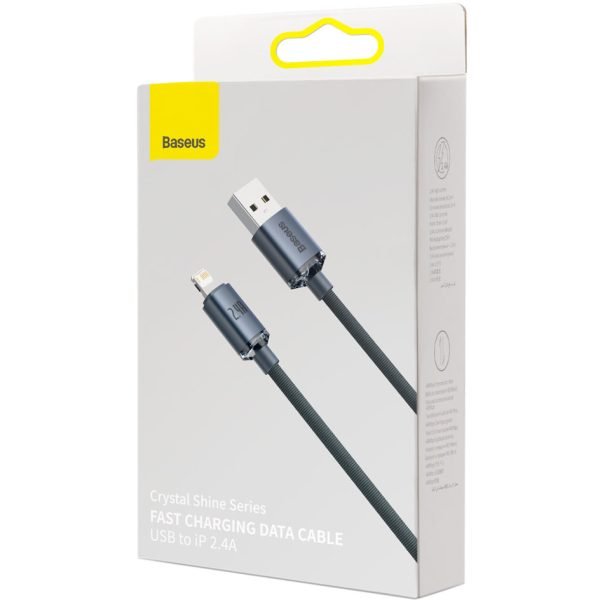 Baseus Crystal Shine Series CAJY000001 Кабел USB-A към Lightning 2.4A 1.2m Черен - Image 5