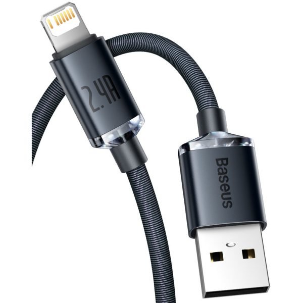 Baseus Crystal Shine Series CAJY000001 Кабел USB-A към Lightning 2.4A 1.2m Черен - Image 3