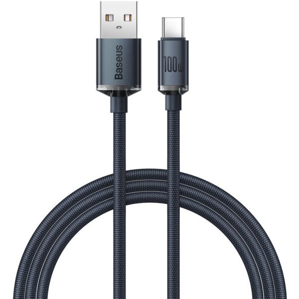 Baseus Crystal Shine Series CAJY000401 Кабел USB-A към USB-C 100W 1.2m Черен