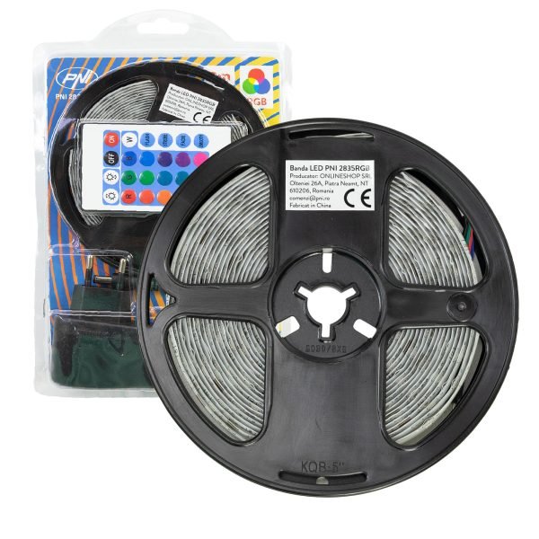 PNI 2835RGB Димируема LED лента RGB IP65 5М С дистанционно управление 230V 270 светодиода тип 2835