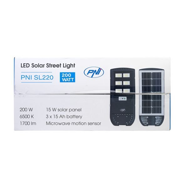 PNI SL220 13W Лампа за улично осветление С вграден соларен панел 15W 6500K 1700lm 3 x вградена батерия 15Ah Микровълнов сензор за движение - Image 7