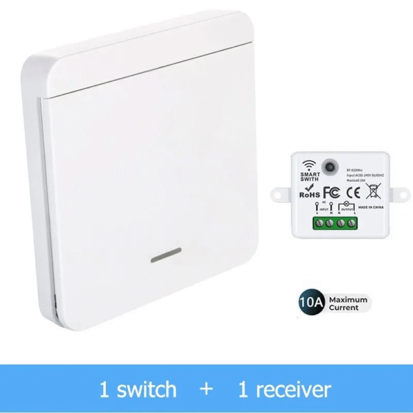 Безжичен Единичен Ключ за осветление RF433Mhz 10A 110V-220V + Реле