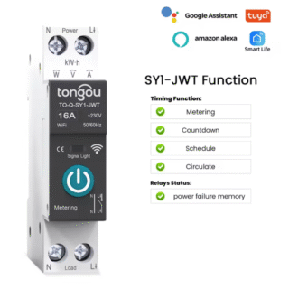 Tongou 1P 16A Единичен Интелигентен WiFi Прекъсвач С Дистанционно управление и Функция за измерване Съвместим с Alexa и Google Assitant Tuya/SmartLife